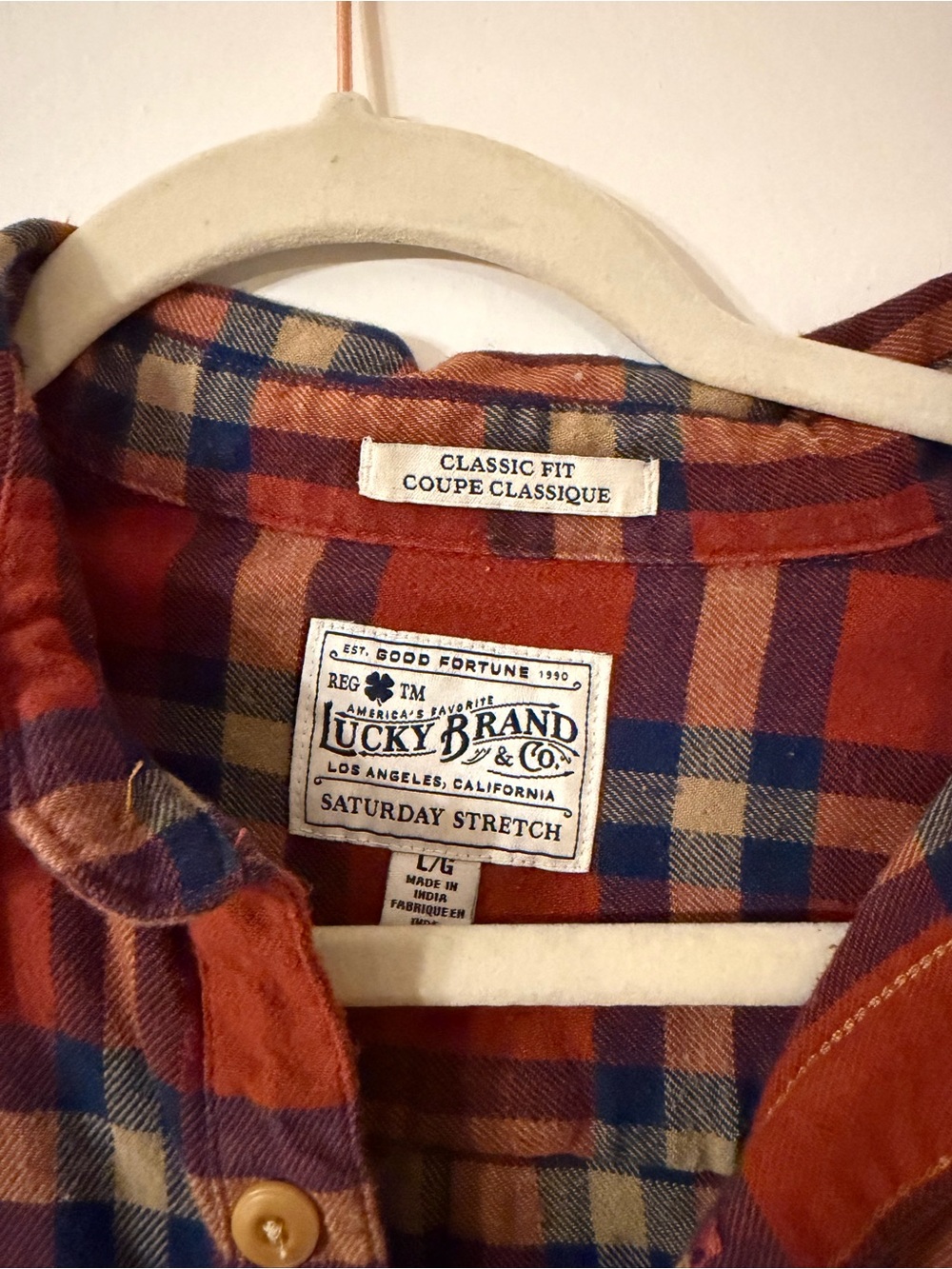 Lucky Brand Orange Plaid Button-Down Shirt - Picture 2 of 2